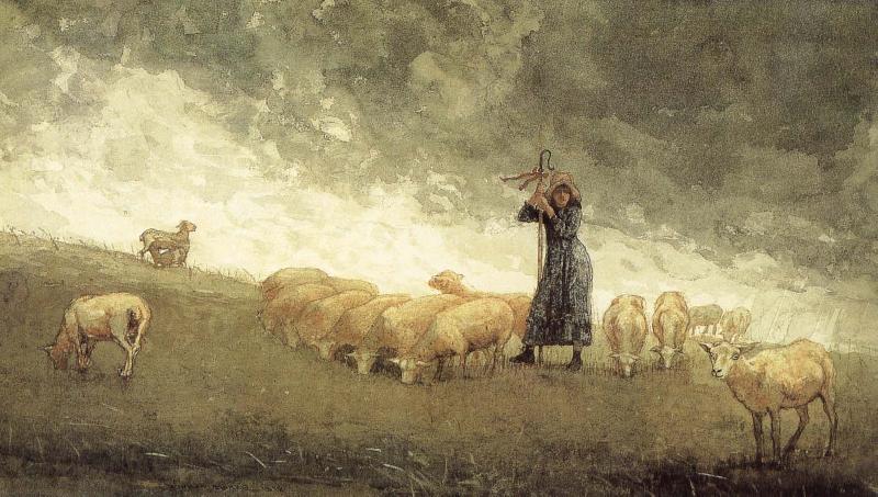 Winslow Homer Shepherdess still control the sheep